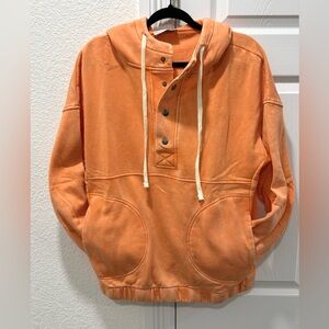 Zenana Outfitters Mineral Washed Orange Hooded Pullover "NEW"